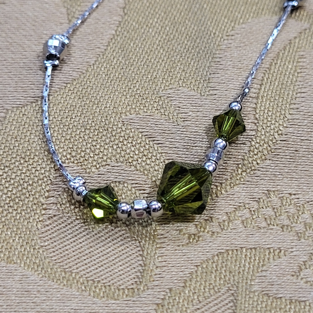 Elegant Silver And Green Anklet Or Bracelet